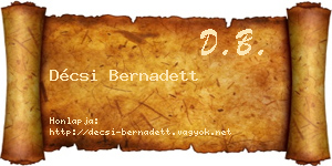 Décsi Bernadett névjegykártya